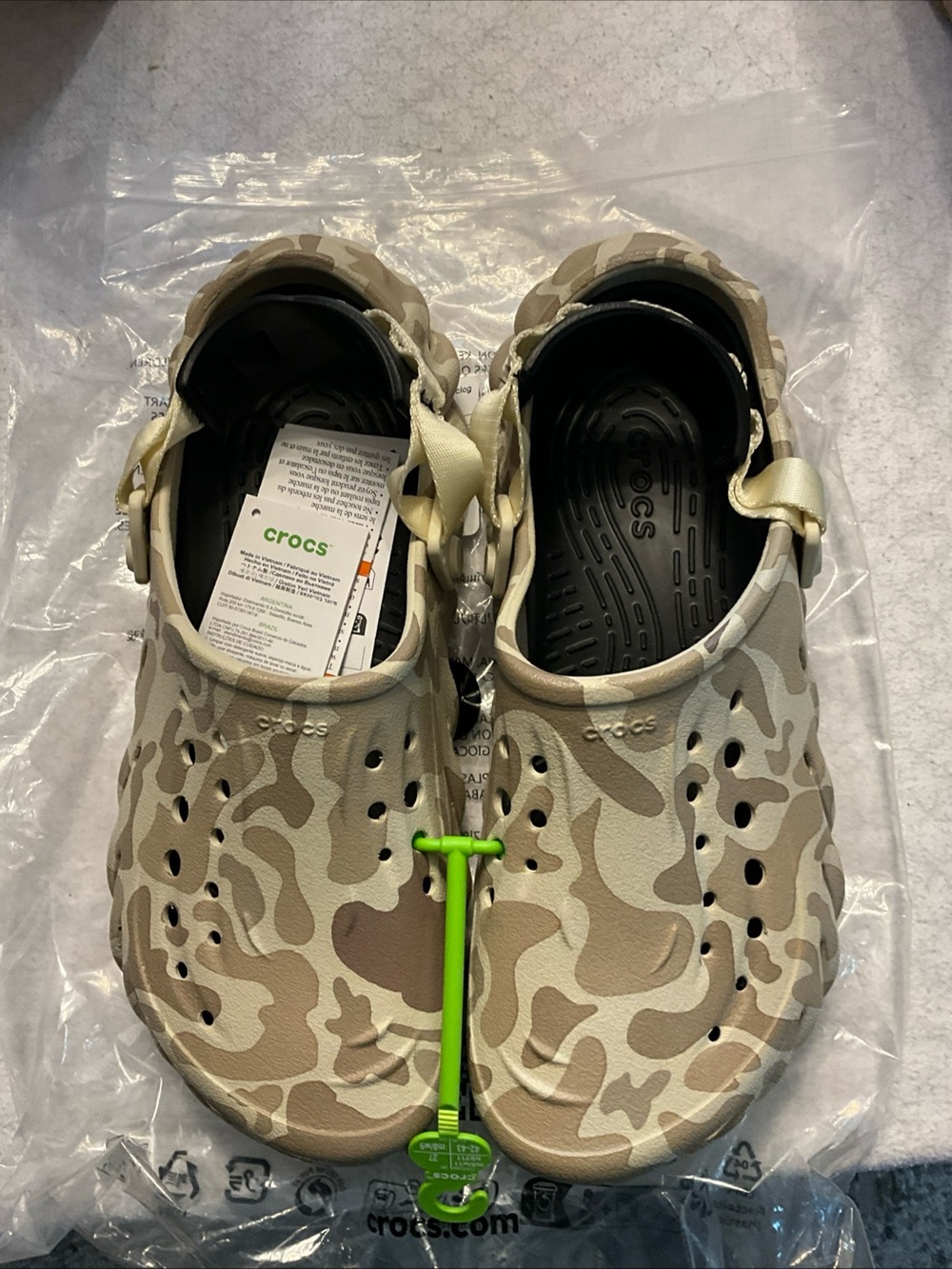 CROCS Beige Tan Camo Sandals